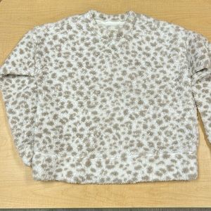 White and Tan Fuzzy Pullover